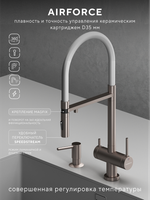 Смеситель для кухни Abelsberg Venta IXF73979BN c гибким изливом и возможностью подключения фильтра для воды, цвет титан, PVD покрытие