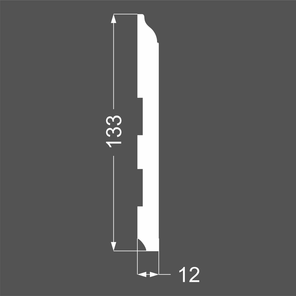 Плинтус напольный под покраску P18.133.12 МДФ Deartio 133x12x2070 мм
