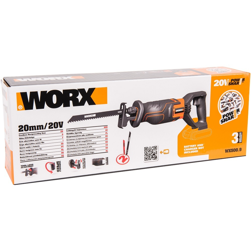 Пила сабельная аккумуляторная WORX WX500.9 без акк и з/у