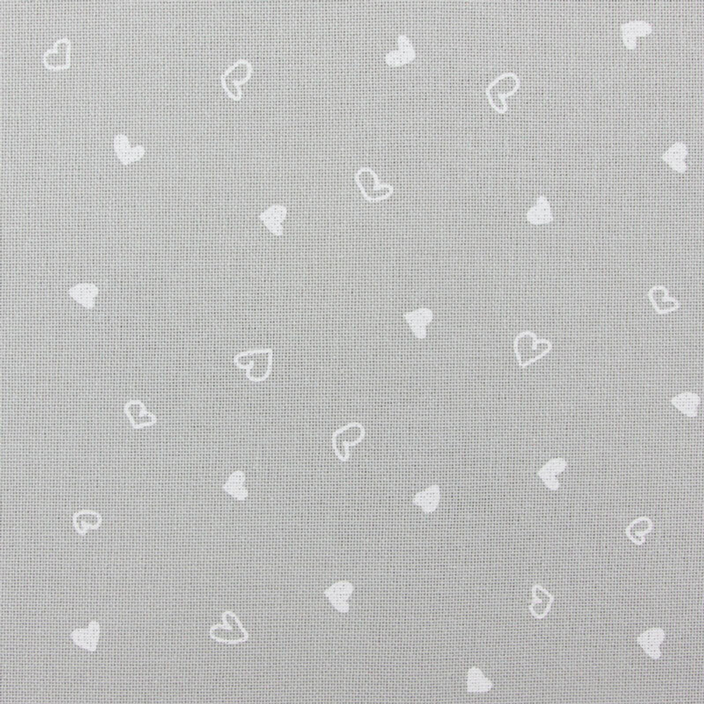 Канва Murano Petit Coeur 32 ct, 50*70см, 52% хл.48% вис, цвет серый в белые сердца