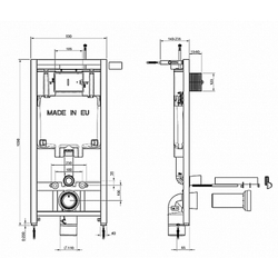 Унитаз c инсталляцией Jacob Delafon Struktura, сиденье тонкое микролифт, клавиша черная E21750RU-00