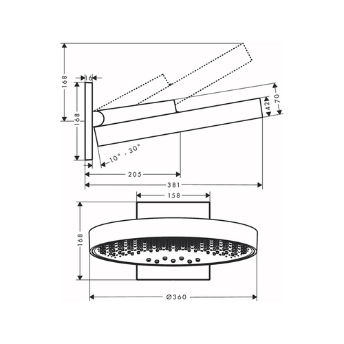 Верхний душ Hansgrohe Rainfinity 360 3jet, с настенным креплением, матовый белый