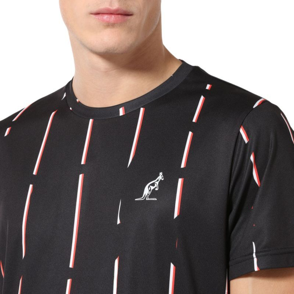Теннисная футболка Australian Ace T-Shirt With Stripes Print - Black