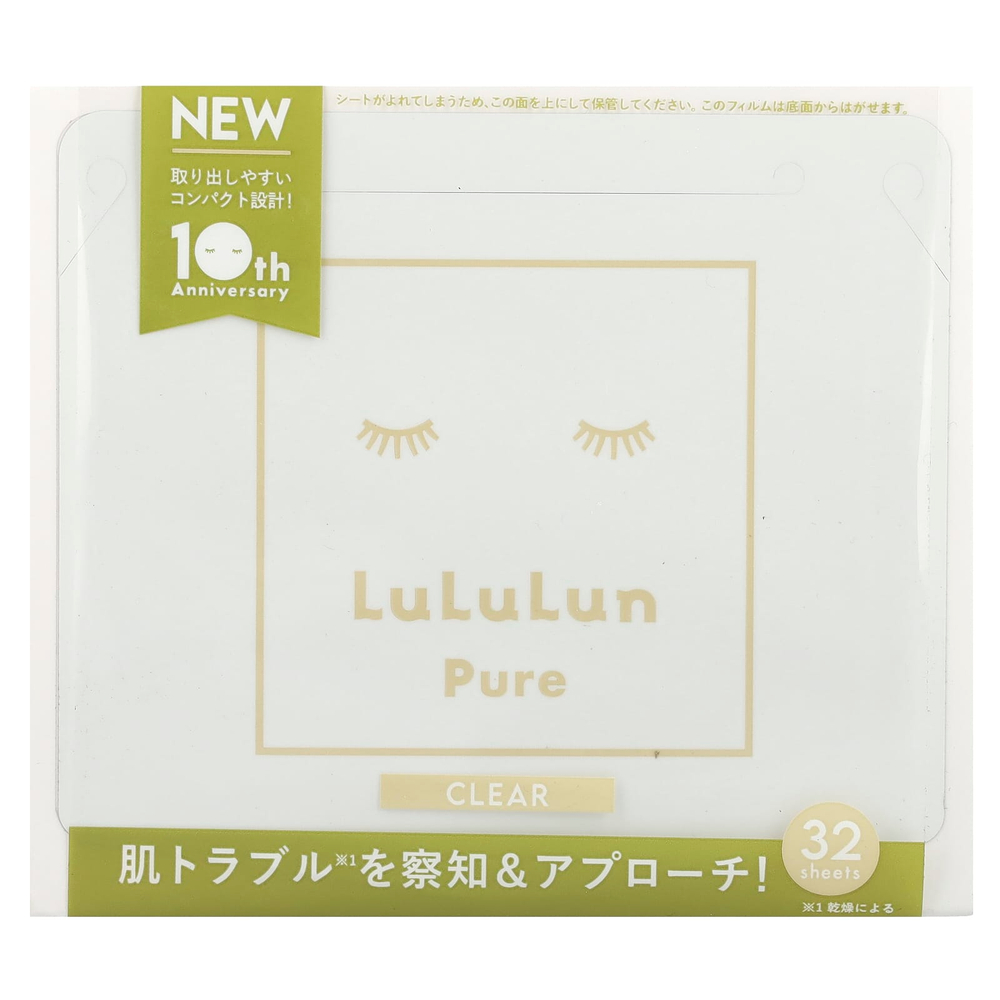 Lululun, Pure Clear, Beauty Sheet Mask, белая 6FB, 32 шт., 500 мл (17 жидк. унц.)