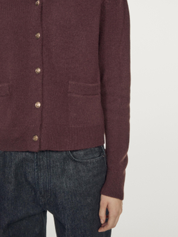 Massimo Dutti Кардиган из трикотажа с золотистыми пуговицами, гранатовый