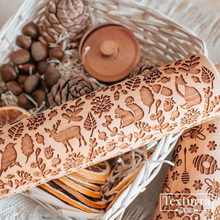 Купить деревянную скалку с узором, фигурную скалочку в интернет ...