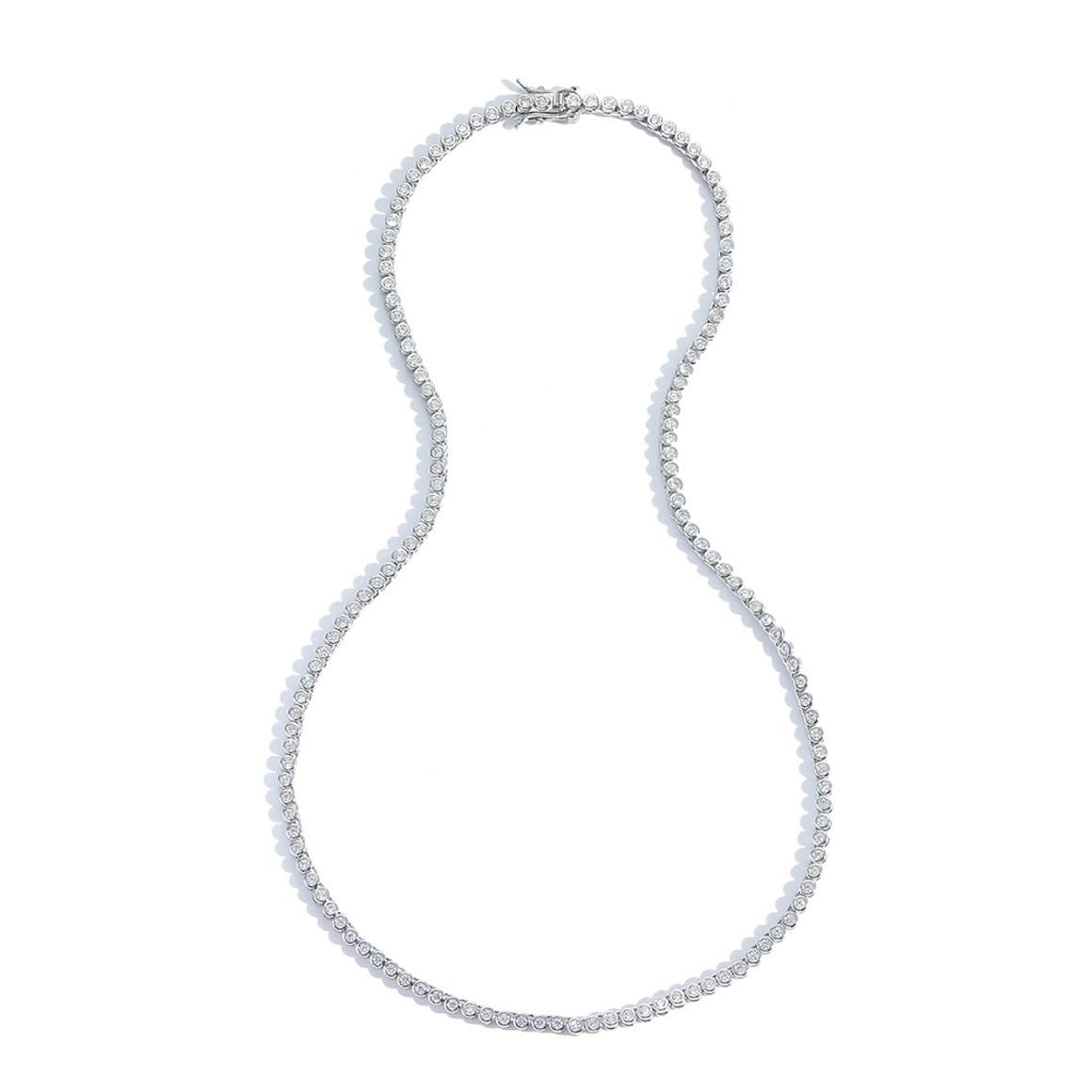 Колье тонкая полоса круглых цирконов, серебро