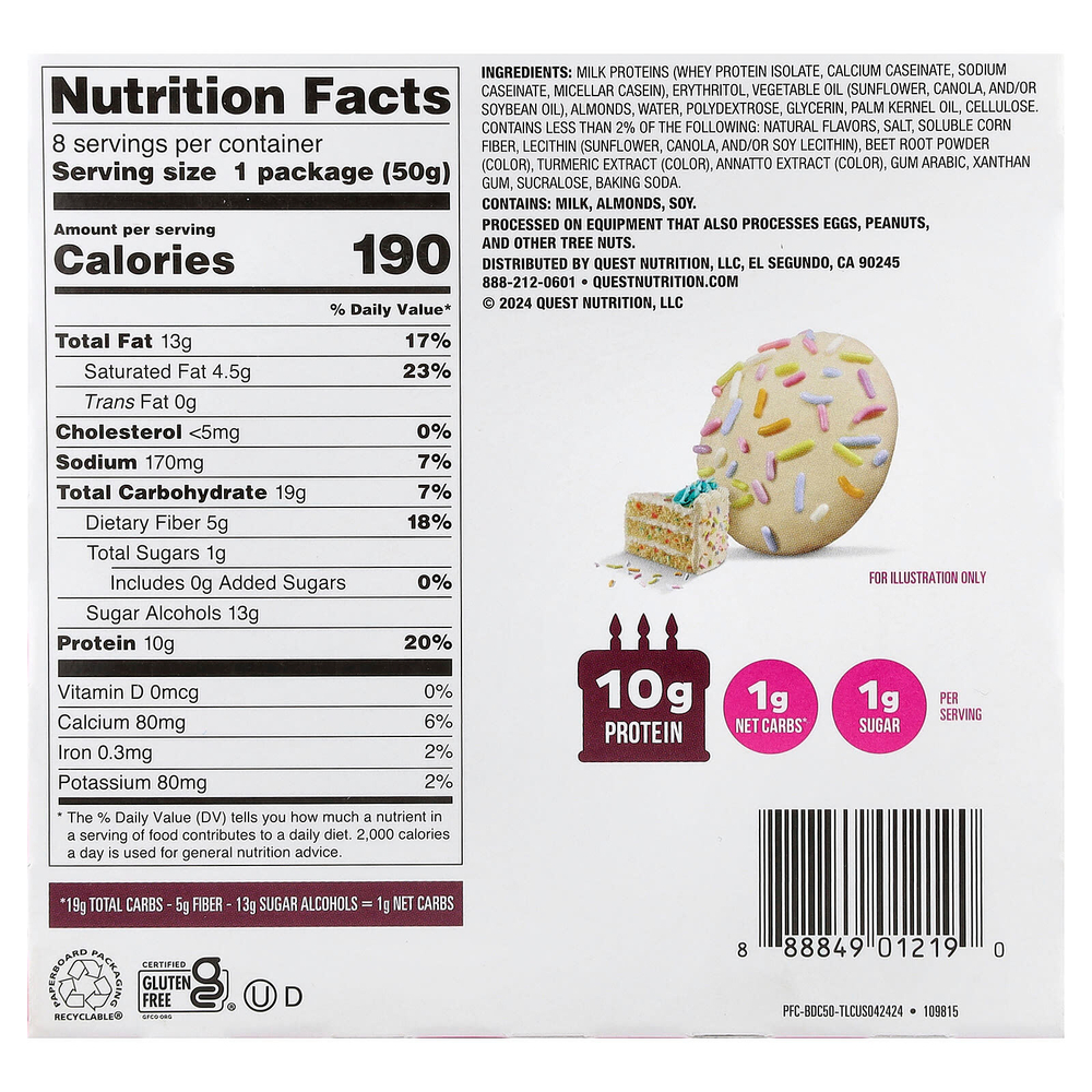 Quest Nutrition, Bake Shop, глазированное печенье, со вкусом торта, 8 пакетиков по 50 г (1,76 унции)