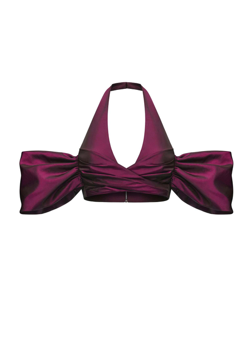 Драпированный укороченный топ из тафты