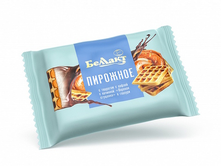 Пирожное глазированное с творогом на вафле Вареная сгущенка 100г. Беллакт