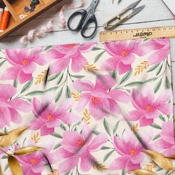 Ткань бифлекс лотос букет