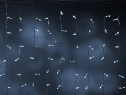 Светодиодный занавес 200 холодных белых LED ламп, 2*1 м., мерцание, прозрачный провод ПВХ, Teamprof (TPF-CS2*1F-CT/W)