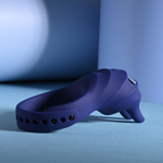 Синее эрекционное виброкольцо с клиторальной подушечкой и пультом ДУ Adjustable Fun Ring