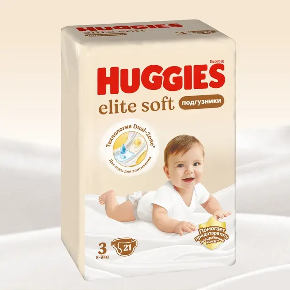 Huggies подгузники Элит Софт 3 (5–9 кг), 21 шт. Хаггис