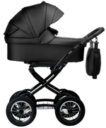 Детская коляска Indigo Barbara Eco Classic 3 в 1 с автокреслом Avionaut Cosmo Black Be03 черная кожа