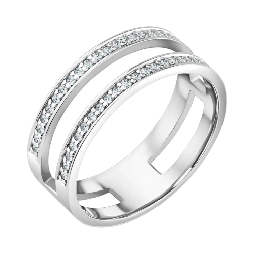 Кольцо "Двойное" с россыпью фианитов