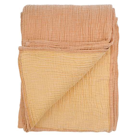 Покрывало двухстороннее из многослойного муслина цвета охры из коллекции essential, 230x250 см