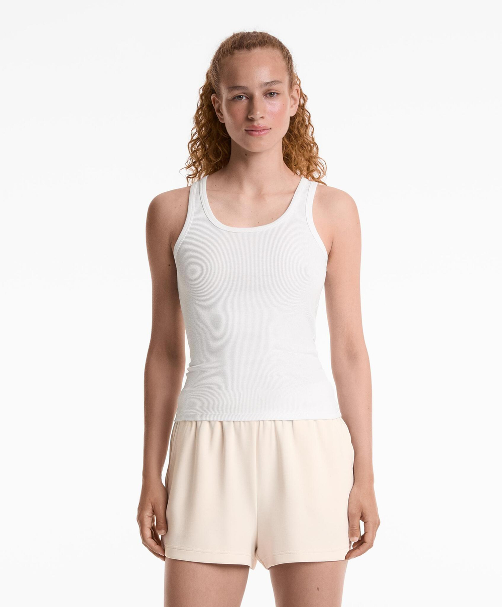 Oysho Топ без рукавов из хлопка и модала, белый