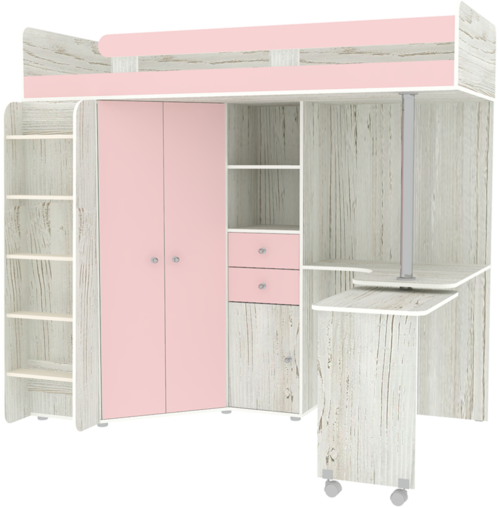 Кровать-чердак КарИВи М85 Винтерберг Розовый