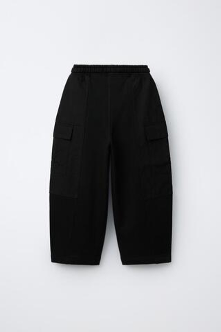 ZARA КОМБИНИРОВАННЫЕ БРЮКИ С НАШИВКОЙ, ЧЕРНЫЙ