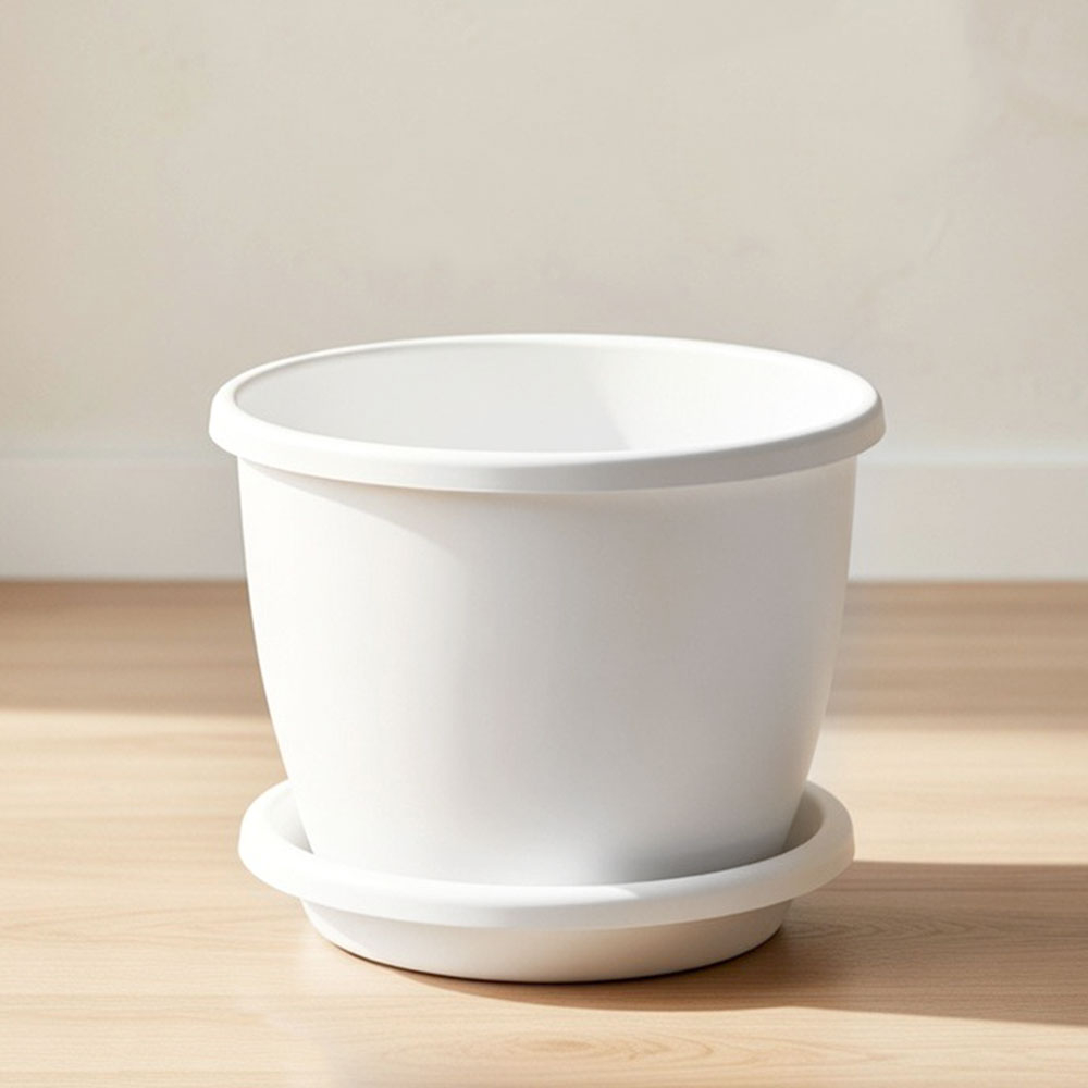 Горшок цветочный Афина 0,5л с поддоном, белый