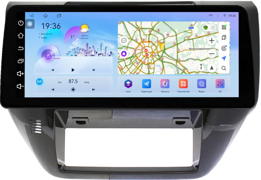 Магнитола для Nissan Patrol Y61 2004-2010 (рамка черная глянцевая) - FarCar монитор 12.3" 2K QLED на Android 14, TS10, CarPlay, 4G SIM-слот