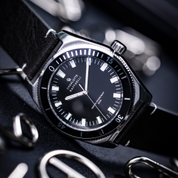 CHARLOTTE RAFFAELLI· Quartz Frontier Collection Diving Plate Black Warrior Wrist Watch Quartz Movement Leather Strap