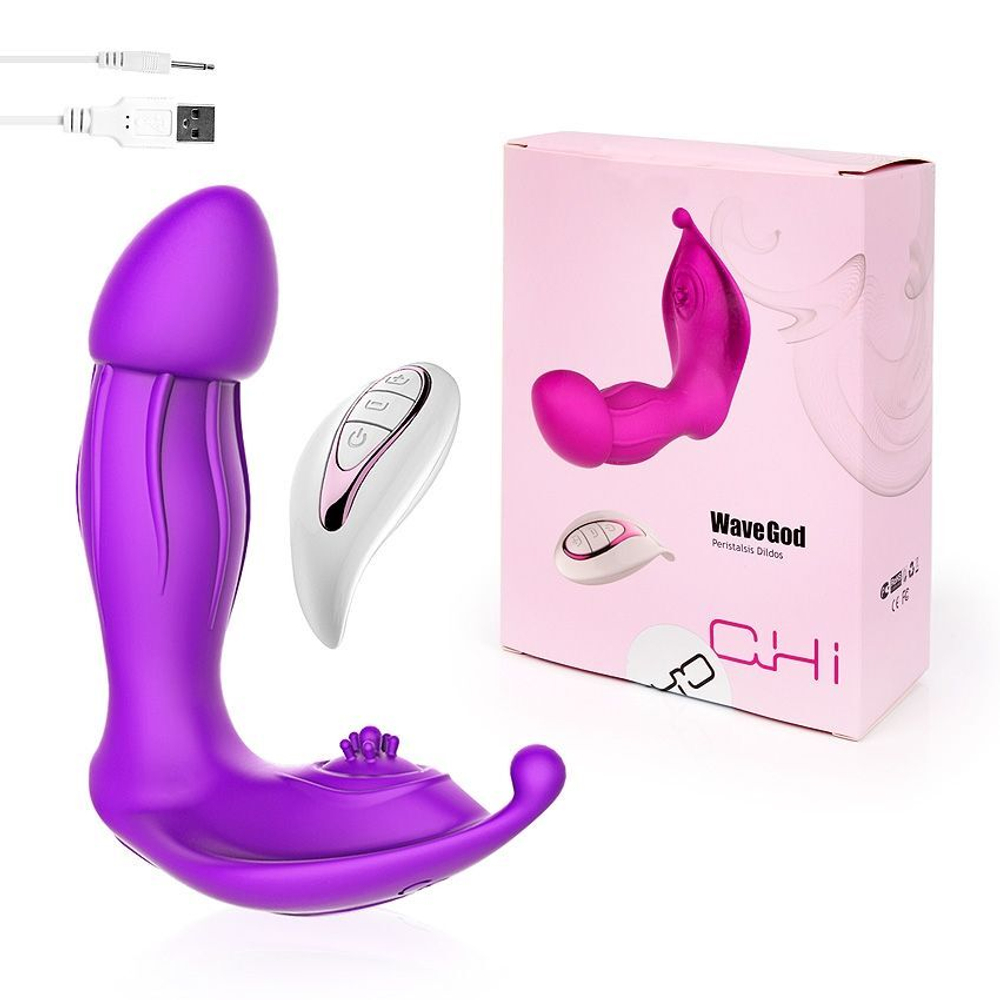 Фиолетовый вибратор WaveGod с пультом ДУ (Цвет: фиолетовый)