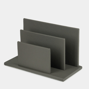 Подставка для визиток и бумаг из натуральной кожи теленка, серого цвета