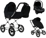 Детская коляска Roan Bass Next Classic d12 2.0 3 в 1 с автокреслом Tutis Elo Lux EduSky Black BNC/85/2 Caviar/Black/руч.Cappuccino
