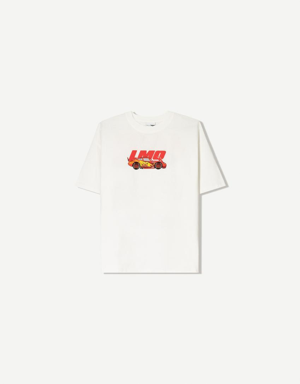 BERSHKA Футболка McQueen с коротким рукавом, желтовато-белый