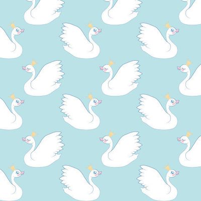 белый лебедь в короне на голубом фоне