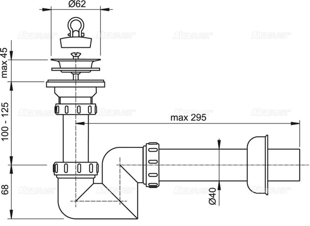 Сифон для умывальника AlcaPlast A412-DN40