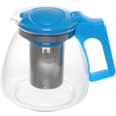 Чайник заварочный стеклянный 1100мл «Ассорти», микс цветов