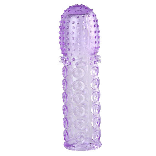 Фиолетовая гелевая насадка 13,5см с точками, шипами и наплывами ToyFa Basic 818015-4