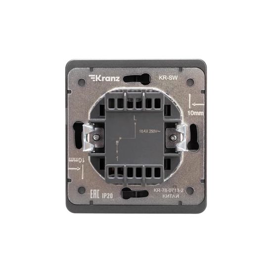 Выключатель ROUND 1 кл перекрестный (переключатель) с подсветкой 10А с/у титан KRANZ