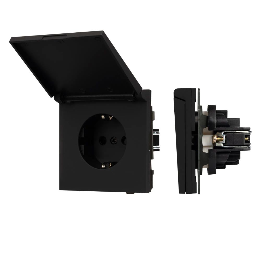 Механизм розетки влагозащищённый SCT-TENDO-MCP-SFPL-BK (230V, 16A) (Arlight, Матовый черный) 054599