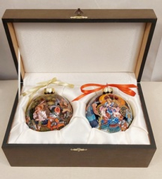 Набор новогодних шаров №2 с полной росписью "Кот в сапогах" и "Золушка"