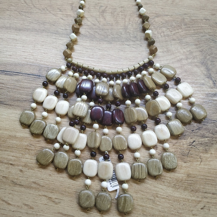 Колье Грозди, дерево, цвет ассорти, 48 см