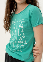 Футболка Bowery NYC Slub "Anchors And Waves" Emerald