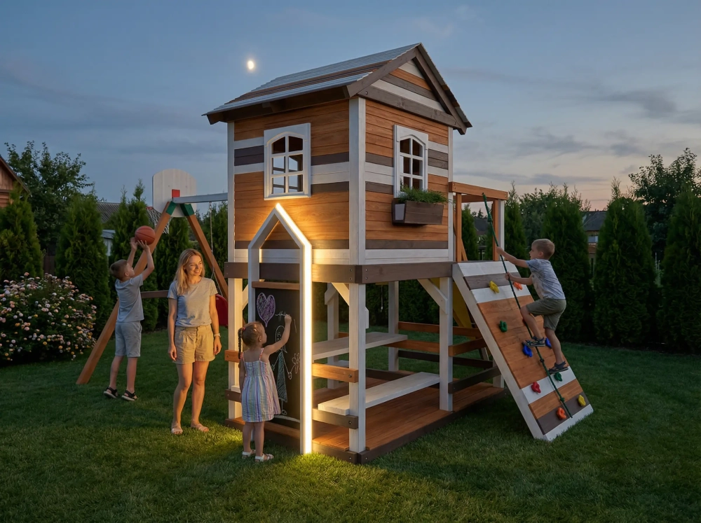 Детская деревянная площадка Домик 2 мод.1