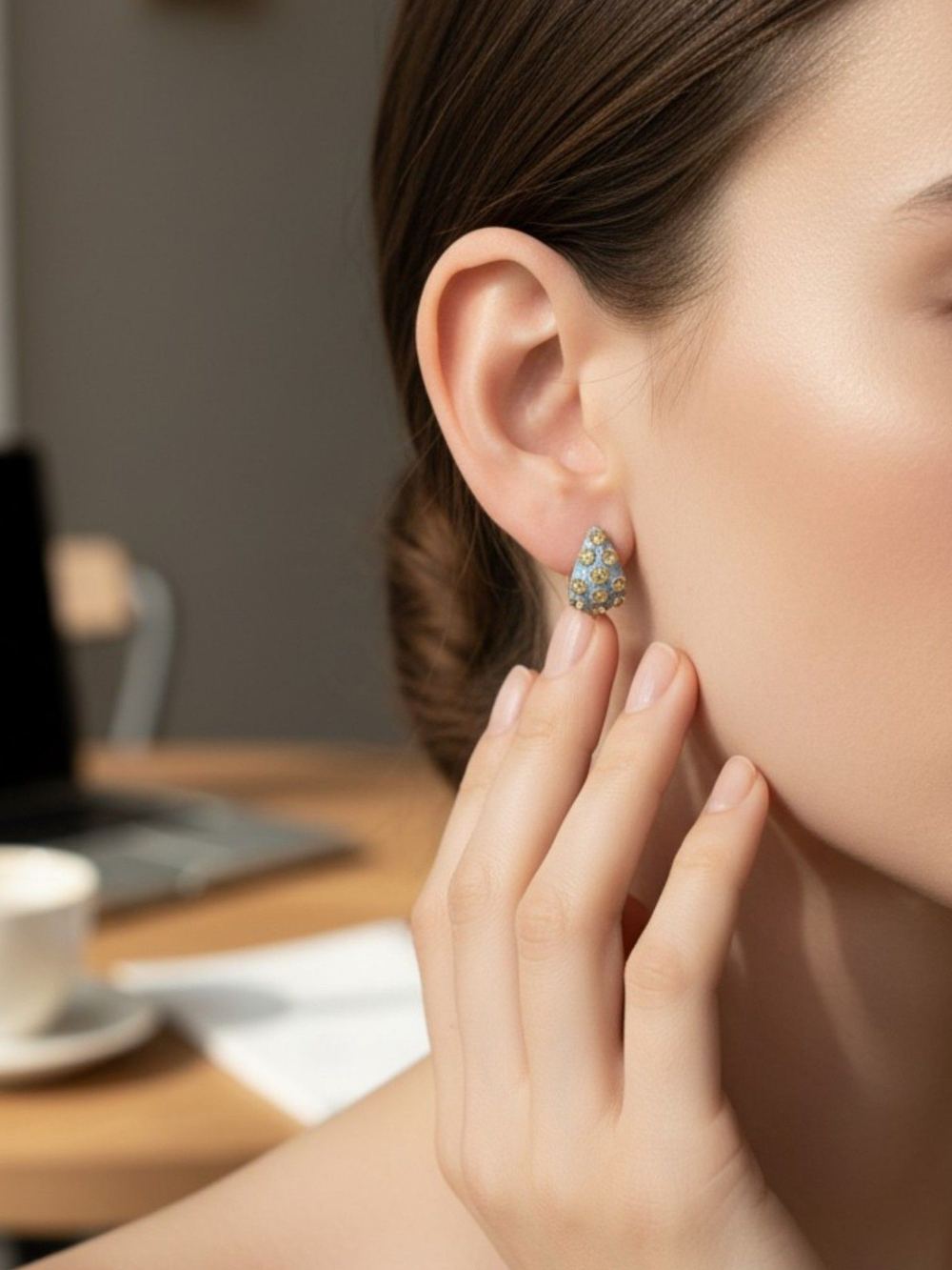 Серьги конго с эмалью