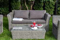 "Капучино Сингл" лаунж-зона из искусственного ротанга (гиацинт), цвет серый