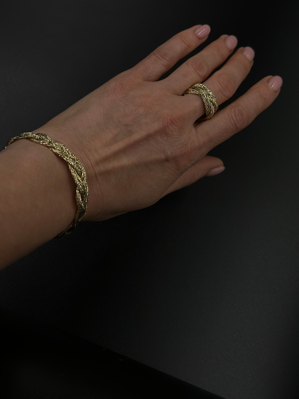 Браслет разъемный косы, оттенок золото