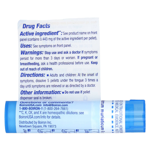 Boiron, Natrum muriaticum 6C, средство от аллергии, 80 гранул