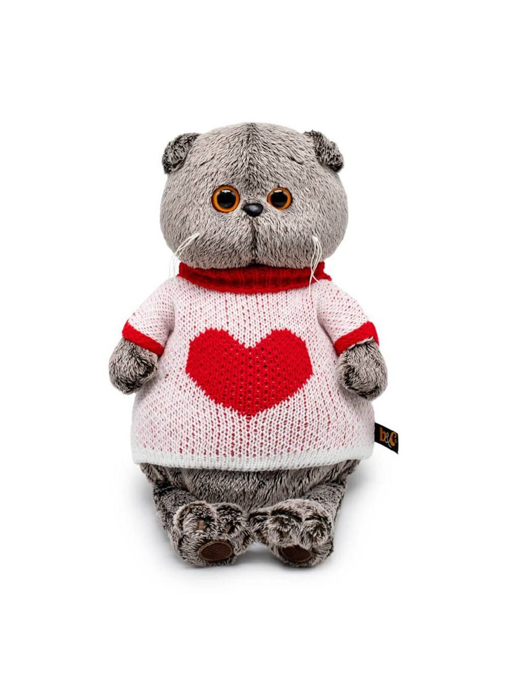 Мягкая игрушка Басик в свитере с сердцем 22 см