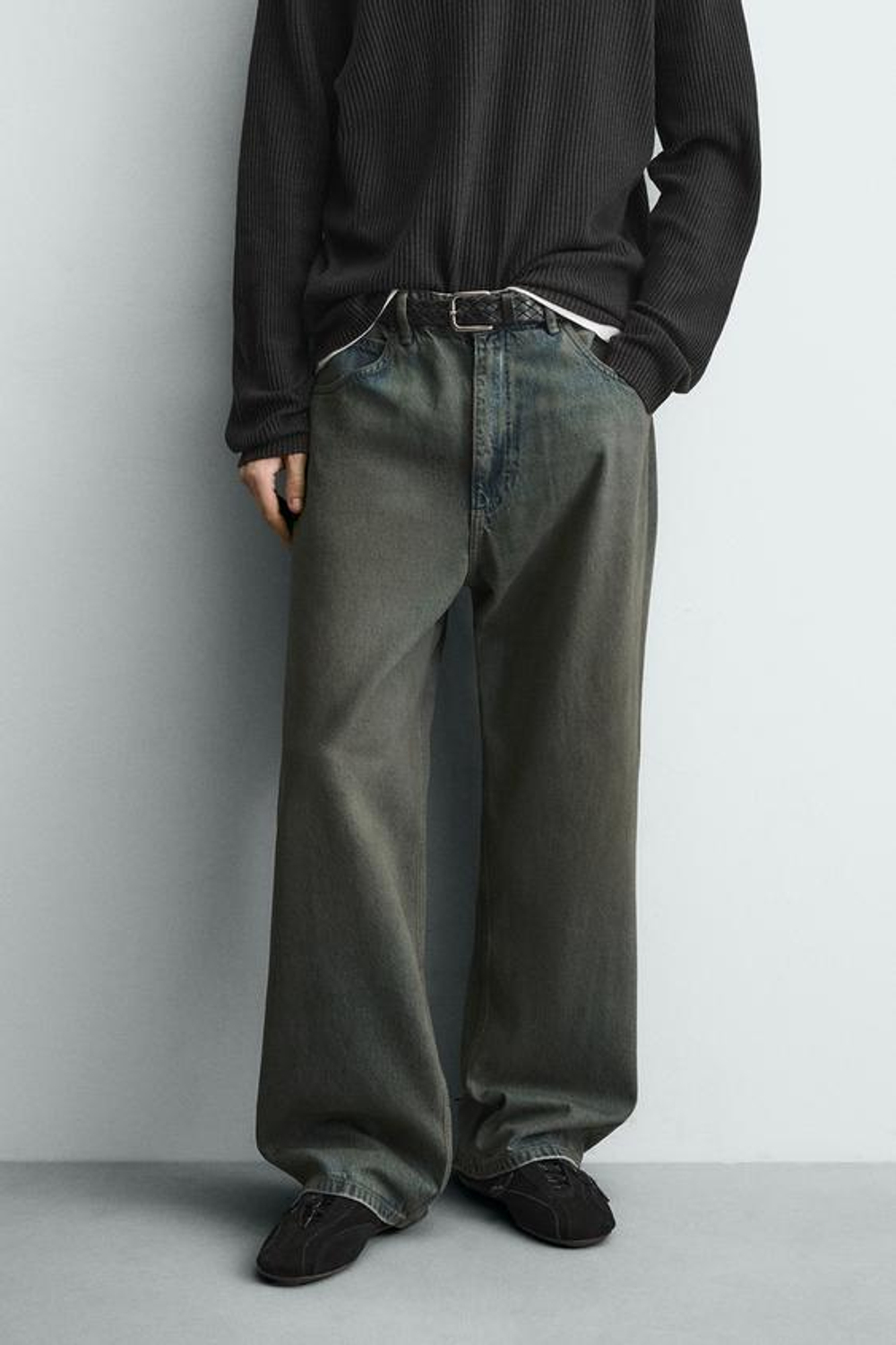 ZARA ДЖИНСЫ СВОБОДНОГО КРОЯ, ЗЕЛЕНОВАТО-СИНИЙ