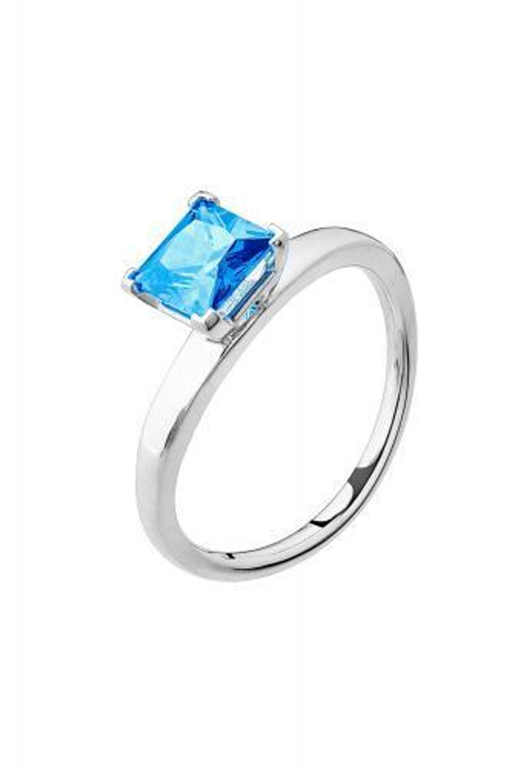 Кольцо сборное из серебра со вставками из выращенной голубой шпинели и бесцветных фианитов