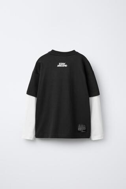 ZARA ЛОНГСЛИВ С НАДПИСЬЮ, ЧЕРНЫЙ