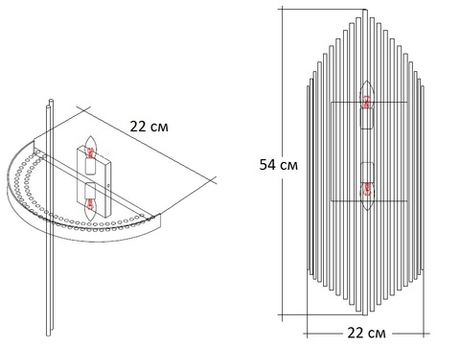 Бра настенное для спальни 55x22см Garda Decor со стеклянным декором